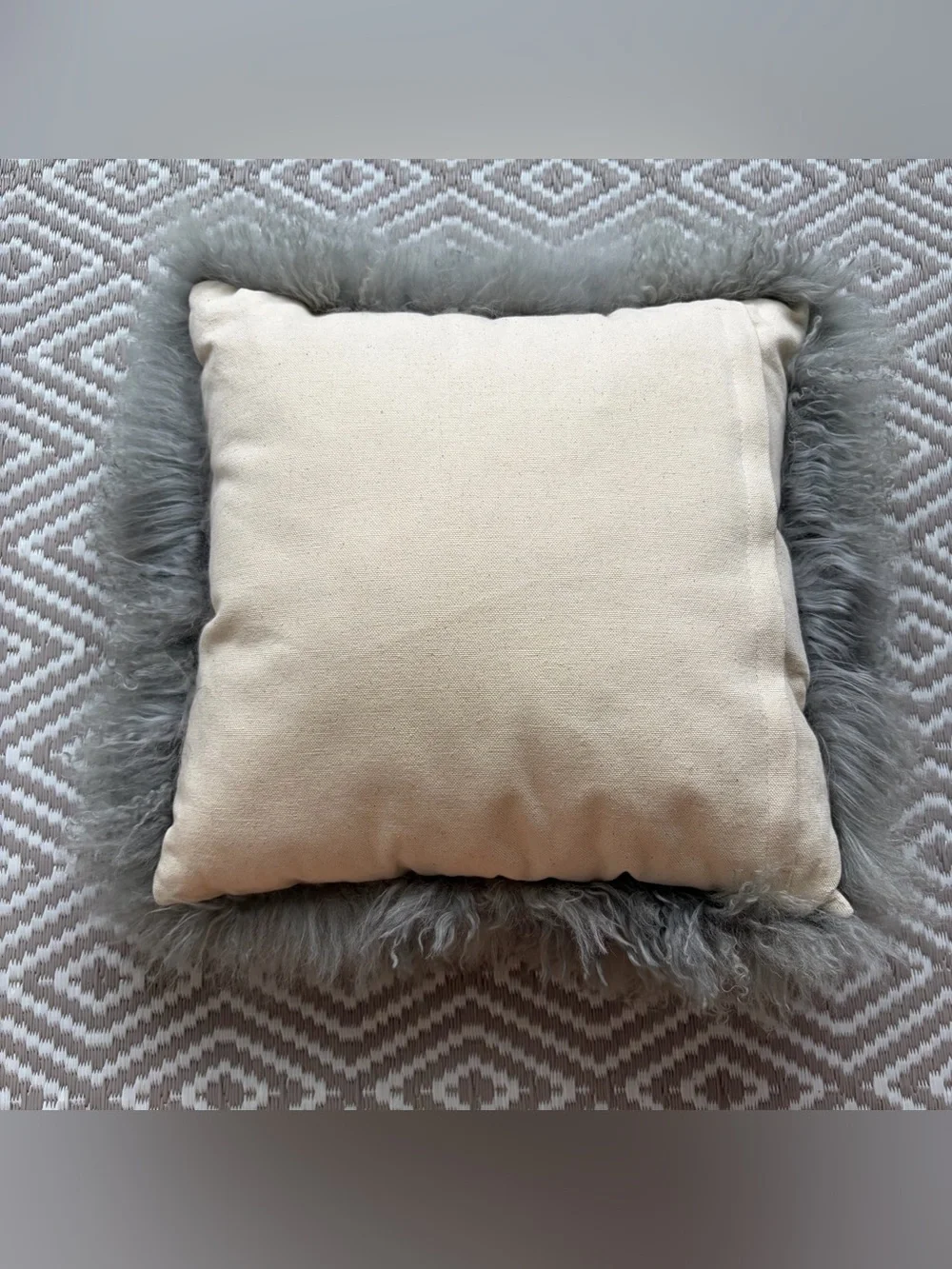 West Elm 100% Dyed Lamb Fur Mongolian Shag Curly Hair 16”x16” Pillow